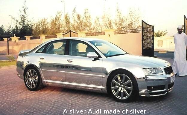 A silver Audi made of silver